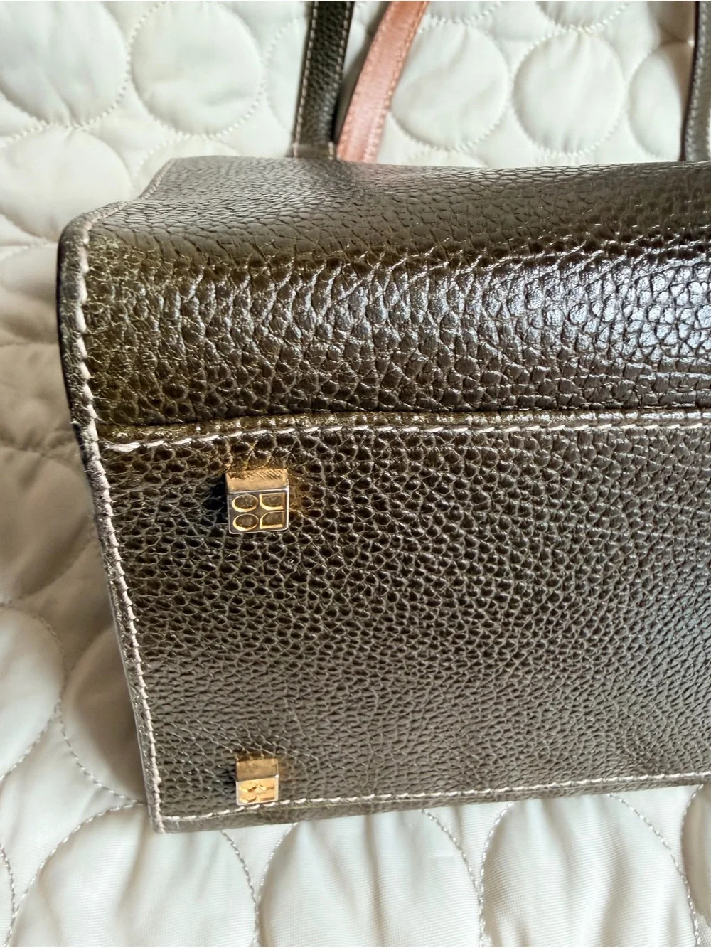 Kate Spade Made In Italy Olive Green Structured Leather Shoulder Bag